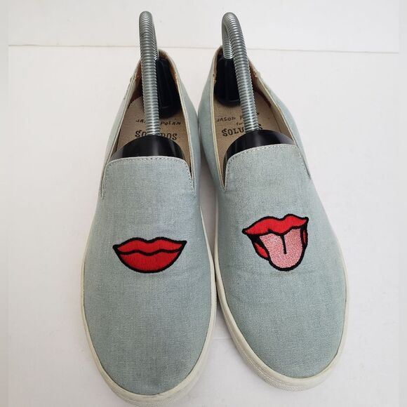 Soludos x Jason Polan Lips Embroidery Valentines Day Slip On Sneakers Si… - Picture 2 of 16